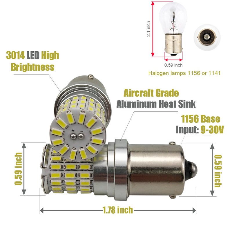 iBrightstar 9-30V Extremely Bright 1156 1141 1003 BA15S LED Bulbs Replacement for Back Up Reverse Lights,Brake Tail Lights and Rv Camper Lights, Xenon White - Image 2